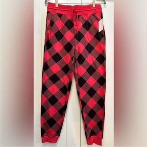 Plaid Jogger Lounge Sweatpants Red Zoe + Liv Sz MED NEW! FIRM!!